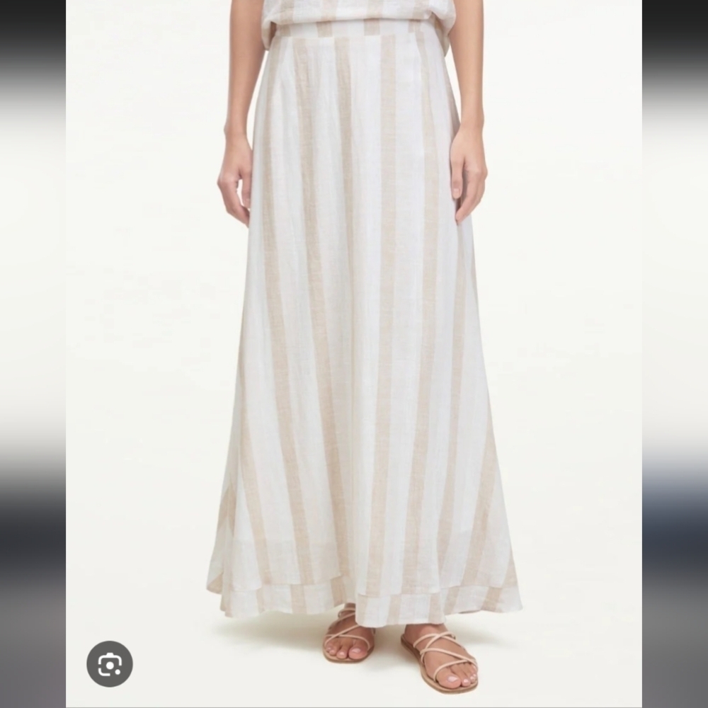 Splendid Sunset Macadamia Stripe Linen Blend Maxi Skirt SZ-L EUC